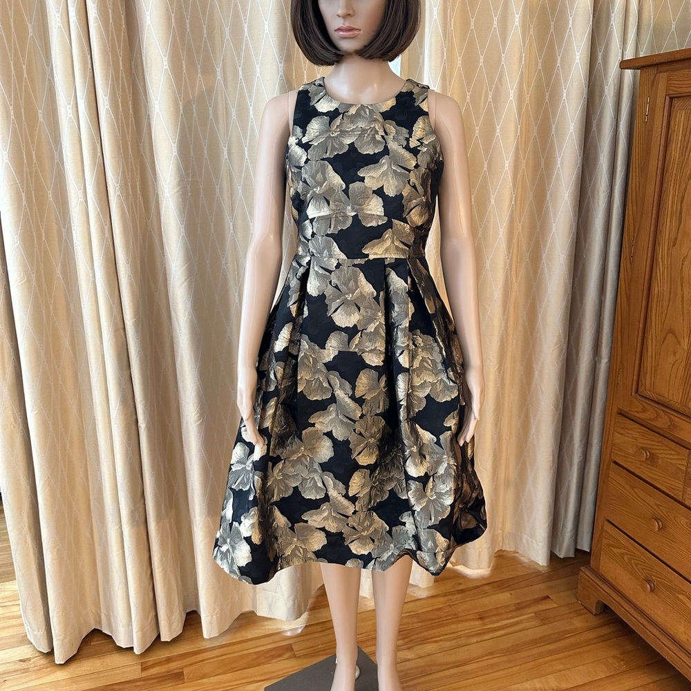 Elegant Black and Gold Floral Dress